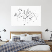 Elegante Flamingo Flock Sketch - Premium Canvas Afdruk (Insitu (Slaapkamer))