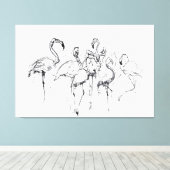 Elegante Flamingo Flock Sketch - Premium Canvas Afdruk (Insitu (Houten vloer))