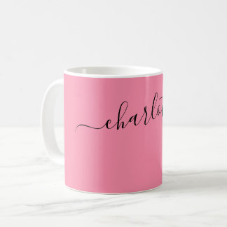 Elegante Flamingo Kleur Moderne Naam Persoonlijk Koffiemok
