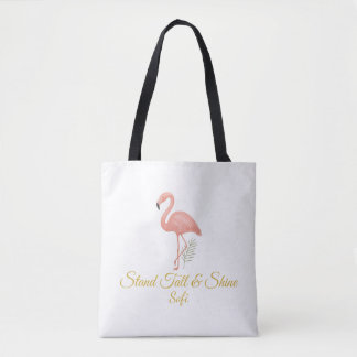 Elegante Flamingo Kunst met Zachte Pastel Citaten Draagtas