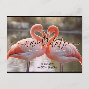 Elegante Flamingo Love Save the Date Sjabloon Briefkaart