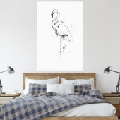 Elegante Flamingo Portrait Sketch - Premium Canvas Afdruk (Insitu (Slaapkamer))