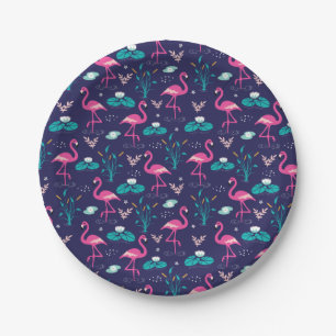 Elegante Flamingo's en Lilypads Patroon op de Mari Papieren Bordje
