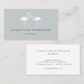 Elegante Flamingo's op Slate Blue Visitekaartje (Voorkant / Achterkant)