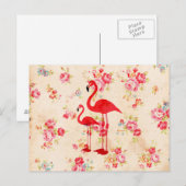elegante flamingos rode rozen floraal briefkaart (Voorkant / Achterkant)