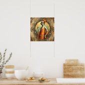 Elegante Flapper Lady in een Oranje jurk, Art Deco Poster (Keuken)