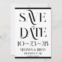 Elegante Flare Typografie Zwart-wit Save The Date