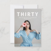 Elegante  Flat Blue 30e verjaardag Bedankkaart (Voorkant)