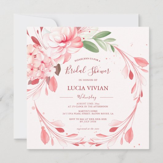 Elegante Flawless Sakura Bridal Shower Uitnodiging (Voorkant)