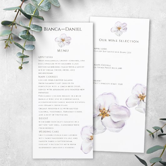 élégante Fleur blanche Fleur de printemps Menu pla