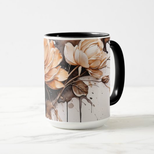 Elégante fleur d'aquarelle Mug (Devant droit)