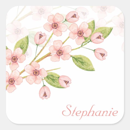 Élégante fleur de cerise personnalisée | Sticker (Devant)