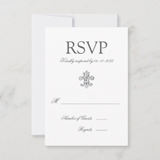 Elegante Fleur de Lis Bruiloft RSVP 2 (Voorkant)