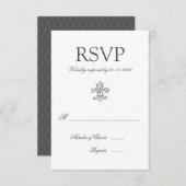 Elegante Fleur de Lis Bruiloft RSVP 2 (Voorkant / Achterkant)