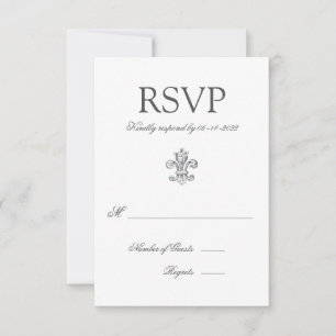 Elegante Fleur de Lis Bruiloft RSVP 2 Kaartje