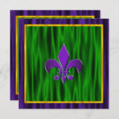 Elegante Fleur de Lis Mardi Gras bruiloft Kaart (Voorkant / Achterkant)