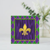 Elegante Fleur de Lis Mardi Gras bruiloft Kaart (Staand voorkant)