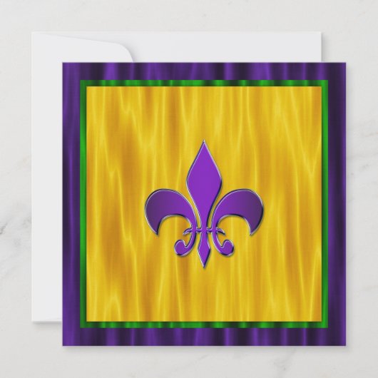 Elegante Fleur de Lis Mardi Gras bruiloft Kaart (Voorkant)