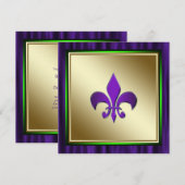 Elegante Fleur de Lis Mardi Gras bruiloft Kaart (Voorkant / Achterkant)