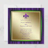 Elegante Fleur de Lis Mardi Gras bruiloft Kaart (Achterkant)