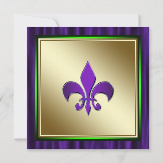 Elegante Fleur de Lis Mardi Gras bruiloft Kaart (Voorkant)