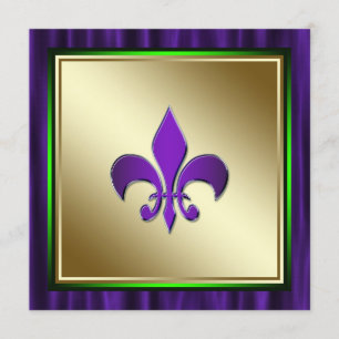 Elegante Fleur De Lis Mardi Gras Bruiloft Kaart