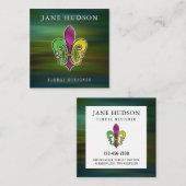 Elegante Fleur De Lis Ontwerp Vierkant Zakelijk Vi Vierkante Visitekaartje (Voorkant / Achterkant)