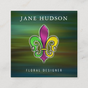 Elegante Fleur De Lis Ontwerp Vierkante Zakelijke  Visitekaartje