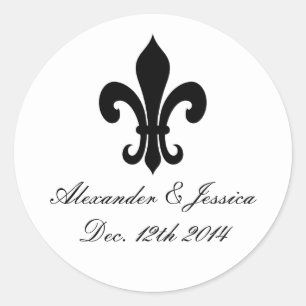 Elegante fleur de lis trouwstickers en labels