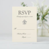 Elégante Fleur de Lis Wedding RSVP (Debout devant)