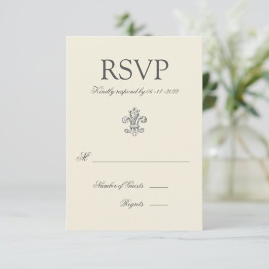 Elégante Fleur de Lis Wedding RSVP (Debout devant)