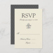 Elégante Fleur de Lis Wedding RSVP (Devant / Derrière)