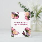 Elégante fleur de pivoine Anniversaire Invitations (Debout devant)