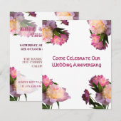 Elégante fleur de pivoine Anniversaire Invitations (Devant / Derrière)