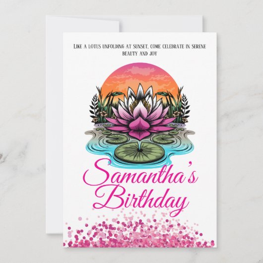 Elégante Fleur Lotus Invitation Anniversaire (Devant)