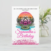 Elégante Fleur Lotus Invitation Anniversaire (Debout devant)