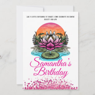 Elégante Fleur Lotus Invitation Anniversaire