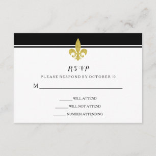 Elégante fleur or de Lis noir et blanc RSVP