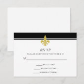 Elégante fleur or de Lis noir et blanc RSVP (Devant / Derrière)