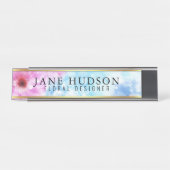 Élégante Fleur Or Moderne Bureau Nom Plaque (Devant)