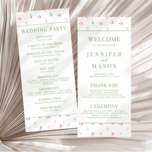 Élégante Fleur Rose Fleurit Programmes de mariage