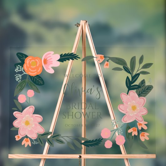 Élégante Fleur Rose Personnalisée de Bienvenue pou (Neutre)