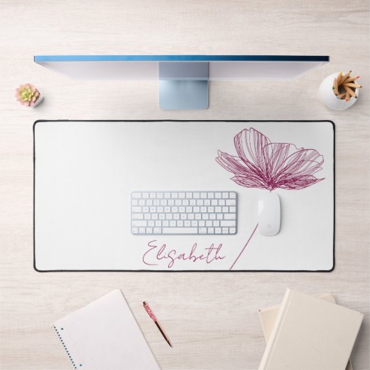 Élégante Fleur violette mignonne Boho Girly Blanc (Bureau 1)
