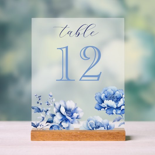 Elégante Fleurs Bleues Numéro de tableau (Neutre)