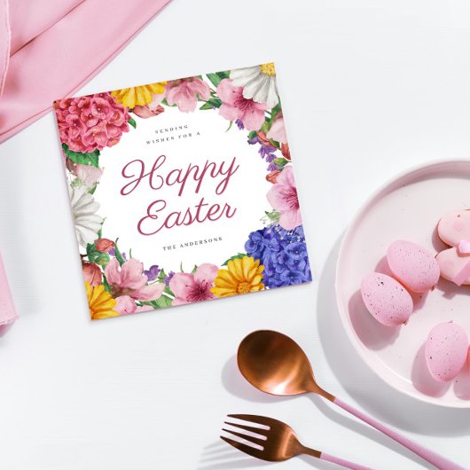 Elégante Fleurs Botaniques Carte de vacances Pâque
