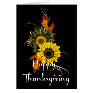 Elégante Fleurs d'automne Carte Thanksgiving 1