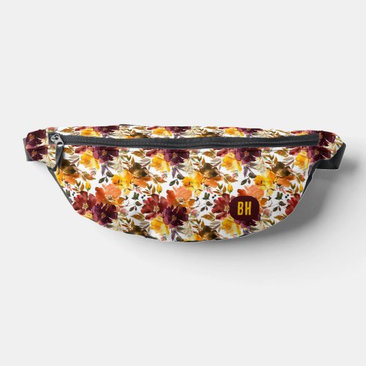 Élégante Fleurs d'Automne Floral Boho Monogramme (Poser)