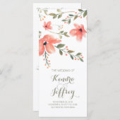 Elégante Fleurs de Blush Aquarelle Programmes de m (Devant / Derrière)