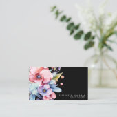 Elégante Fleurs Douces Cartes de visite noirs (Debout devant)