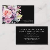 Elégante Fleurs Douces Cartes de visite noirs (Devant / Derrière)